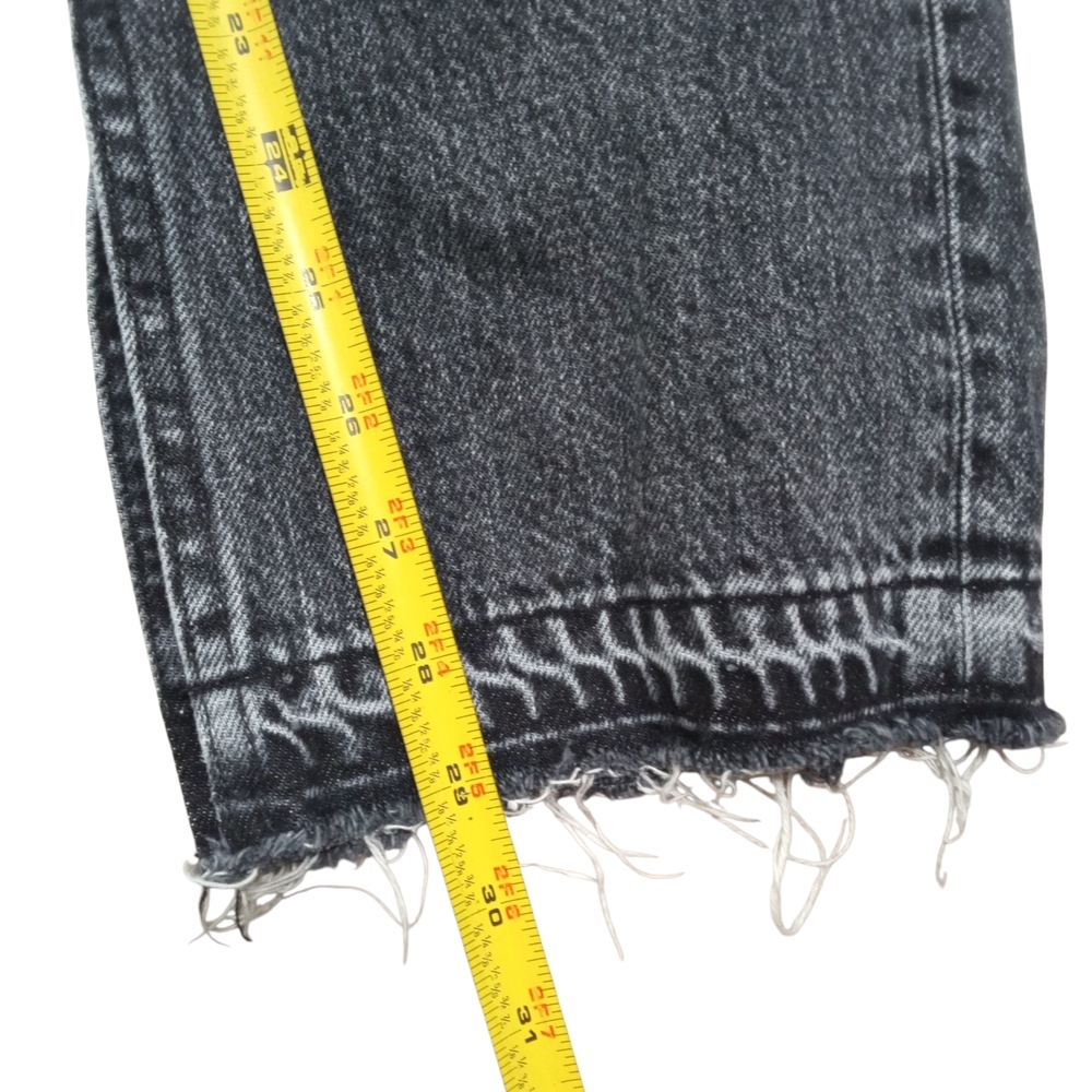 SLVRLAKE Black Wash Unfinished Hem Straight Leg Jeans High Rise Slit Hem Sz 29 - Picture 6 of 9